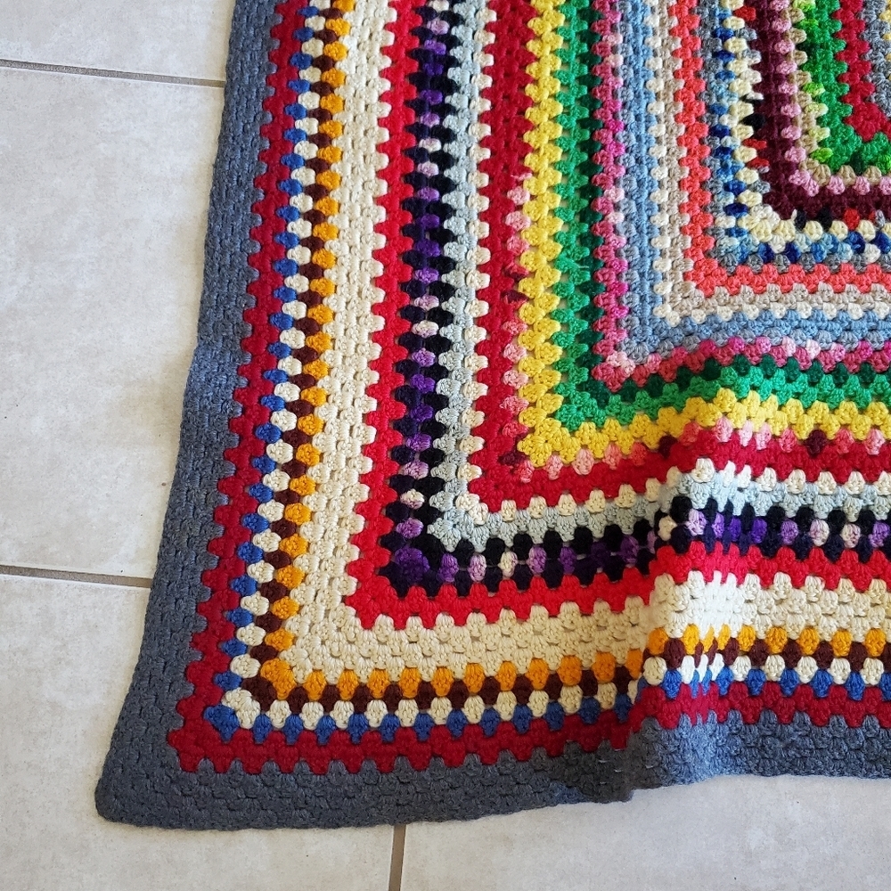 Granny Square Geometric Squares Crochet Blanket Afghan 50 x 50 inches Colorful - Picture 10 of 14
